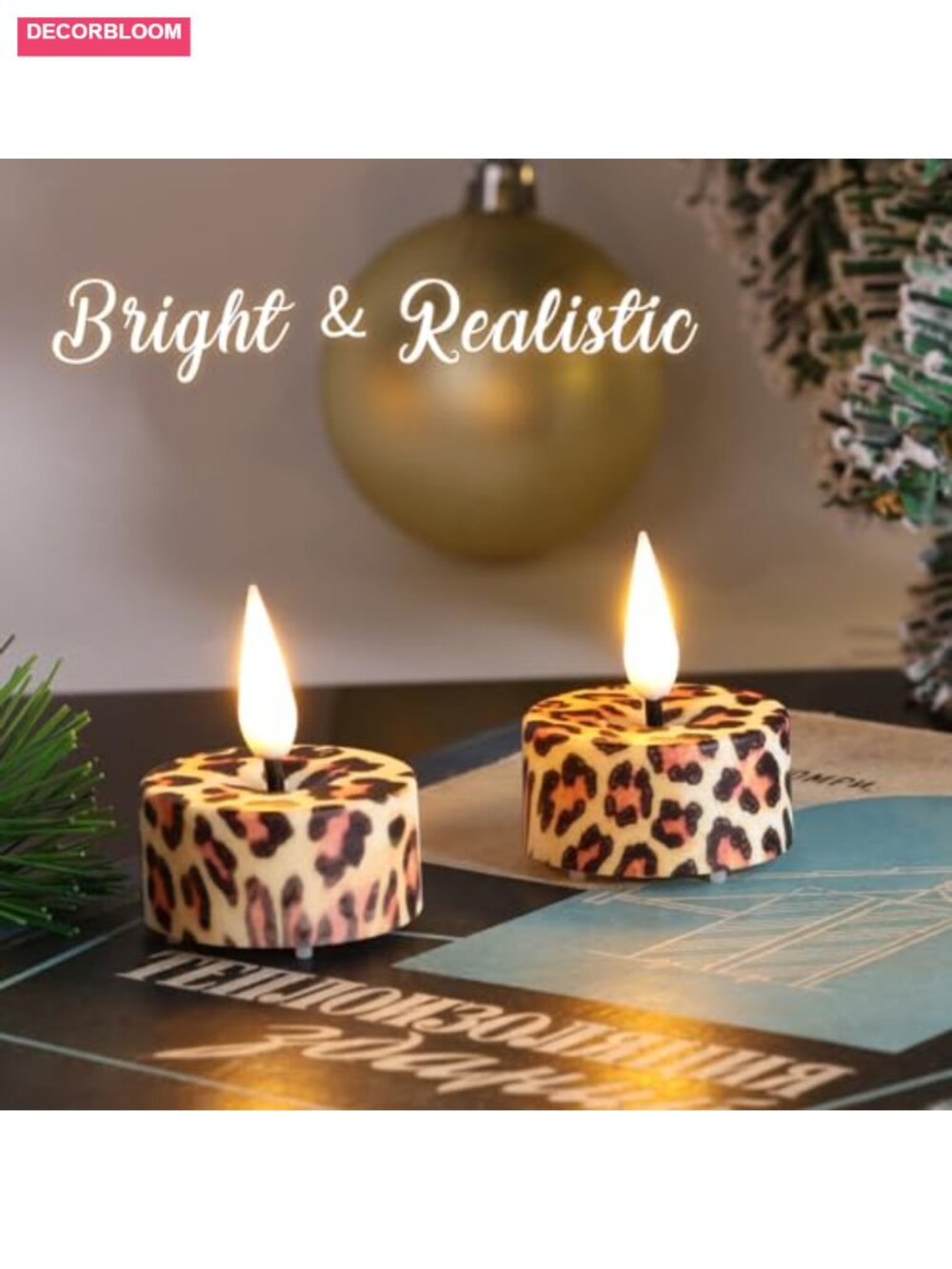 Leopard Flameless LED Tealights Set of 12 with Remote and Timer, Battery - Picture 2 of 5